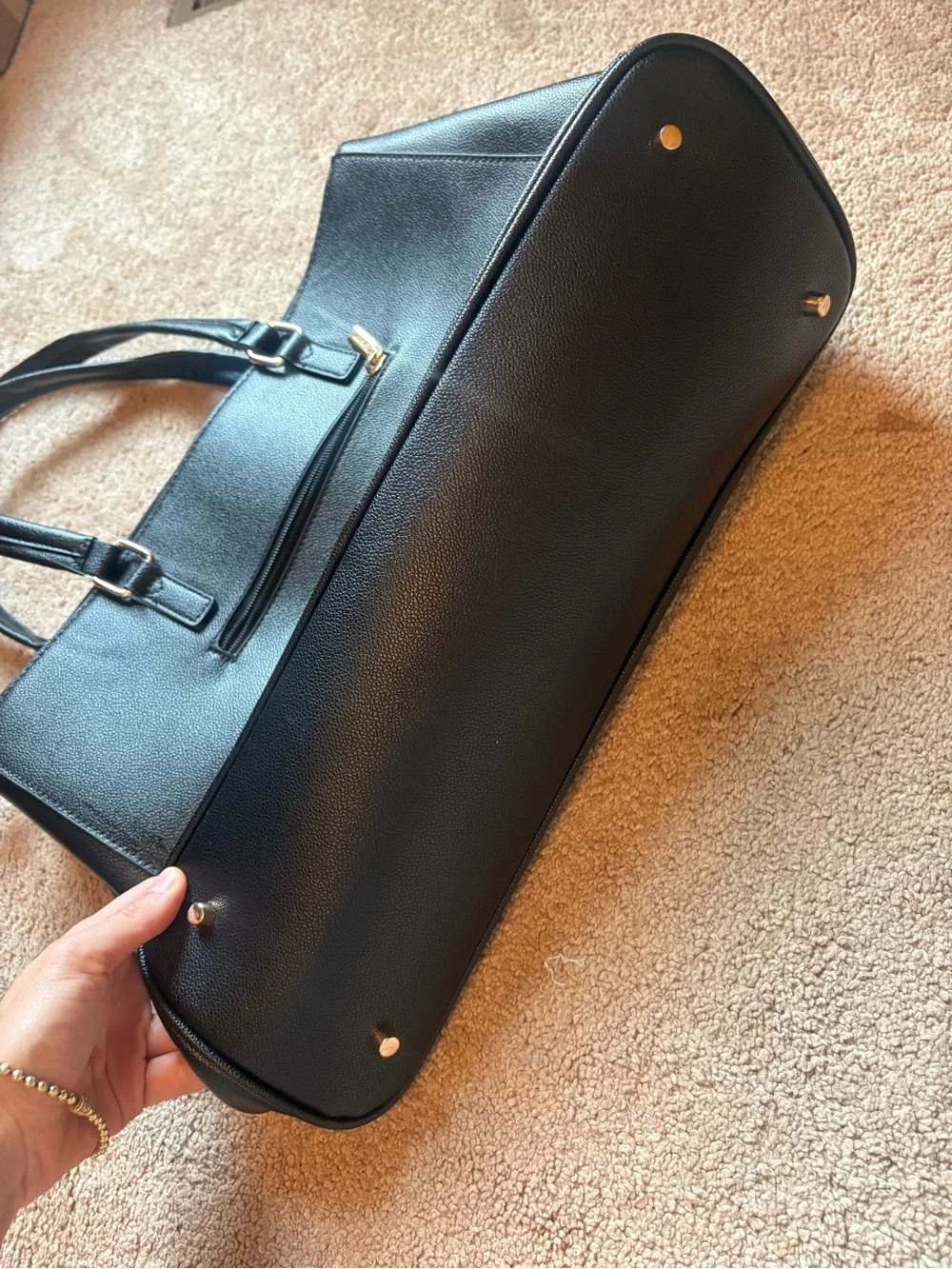 Black Tote Bag with Front Pocket